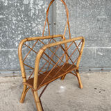 Vintage rattan magazine rack