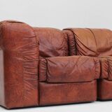 Vintage Seven Salotti modular sofa in cognac leather, Italy 1970s