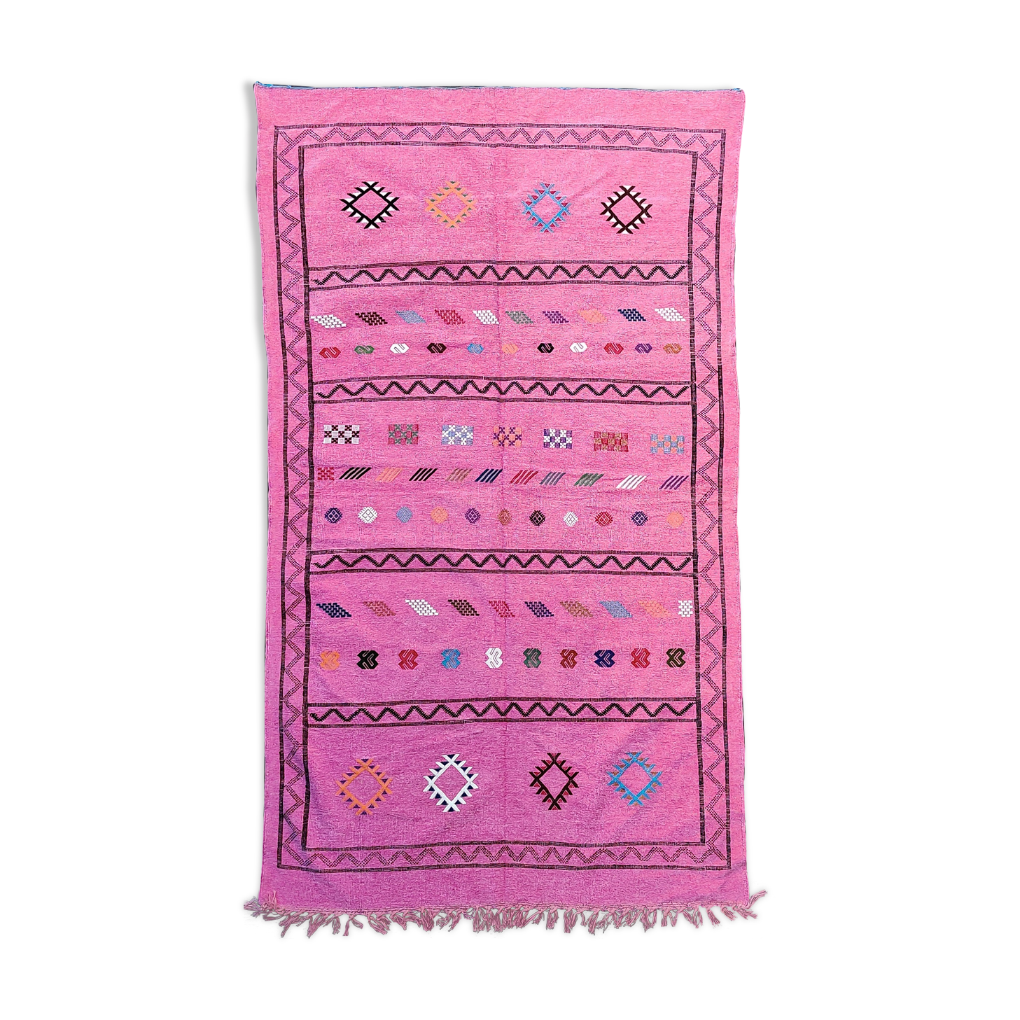 Moroccan Berber carpet handmade ethnic pink 140x245 cm