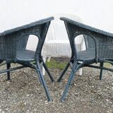3 vintage rattan armchairs, adult size, 1960s