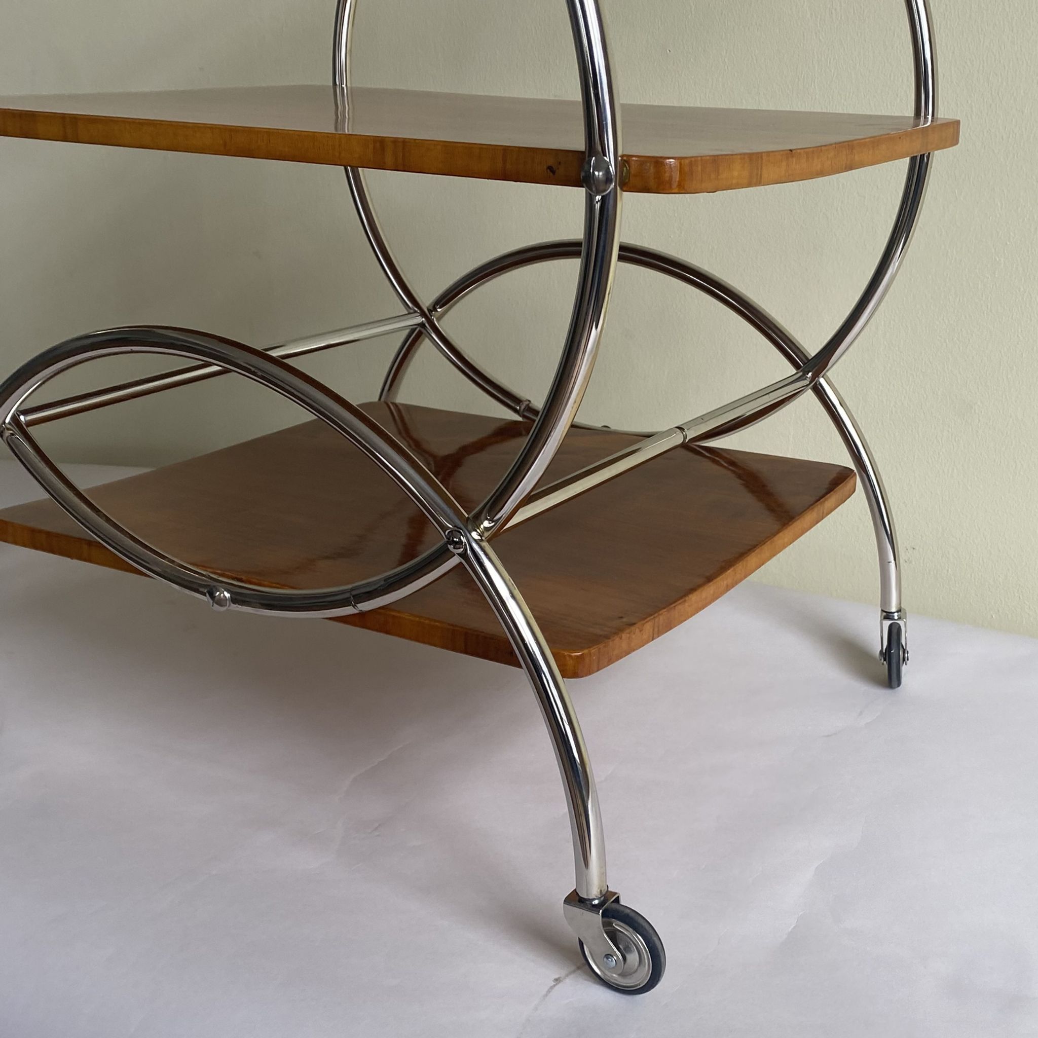 Art deco rolling bar cart, hungary 1930s
