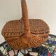 Brown woven vintage wicker basket with 2 lids.