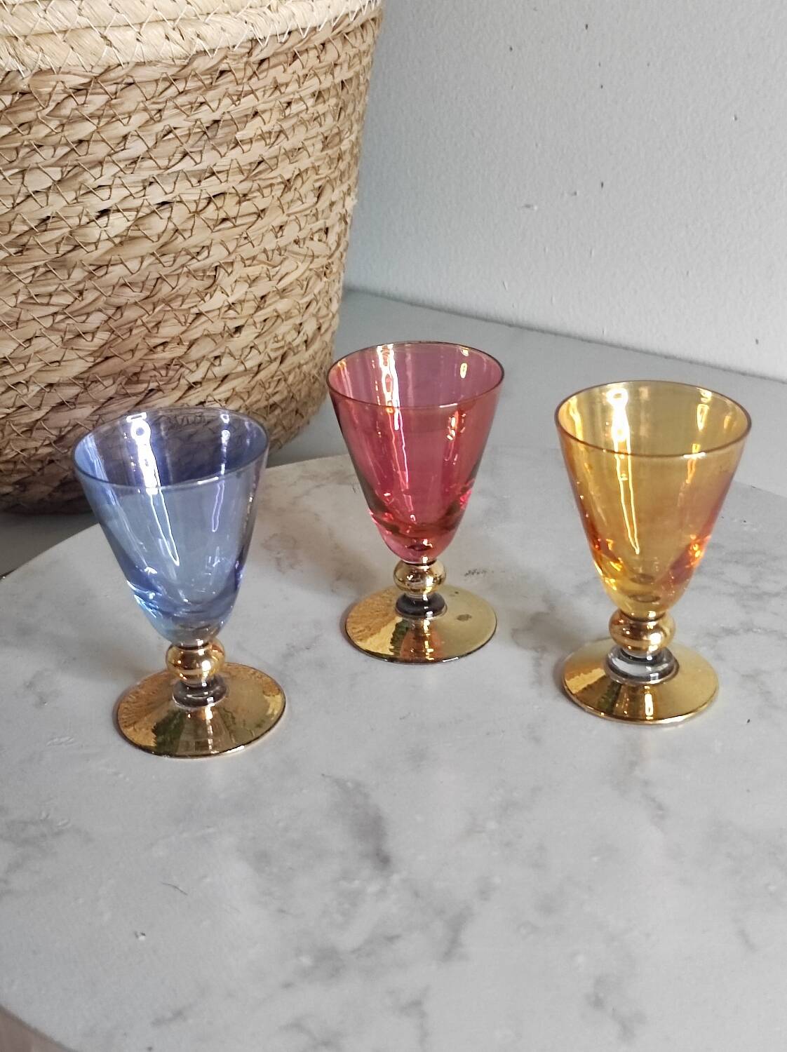 Harlequin blown crystal glasses