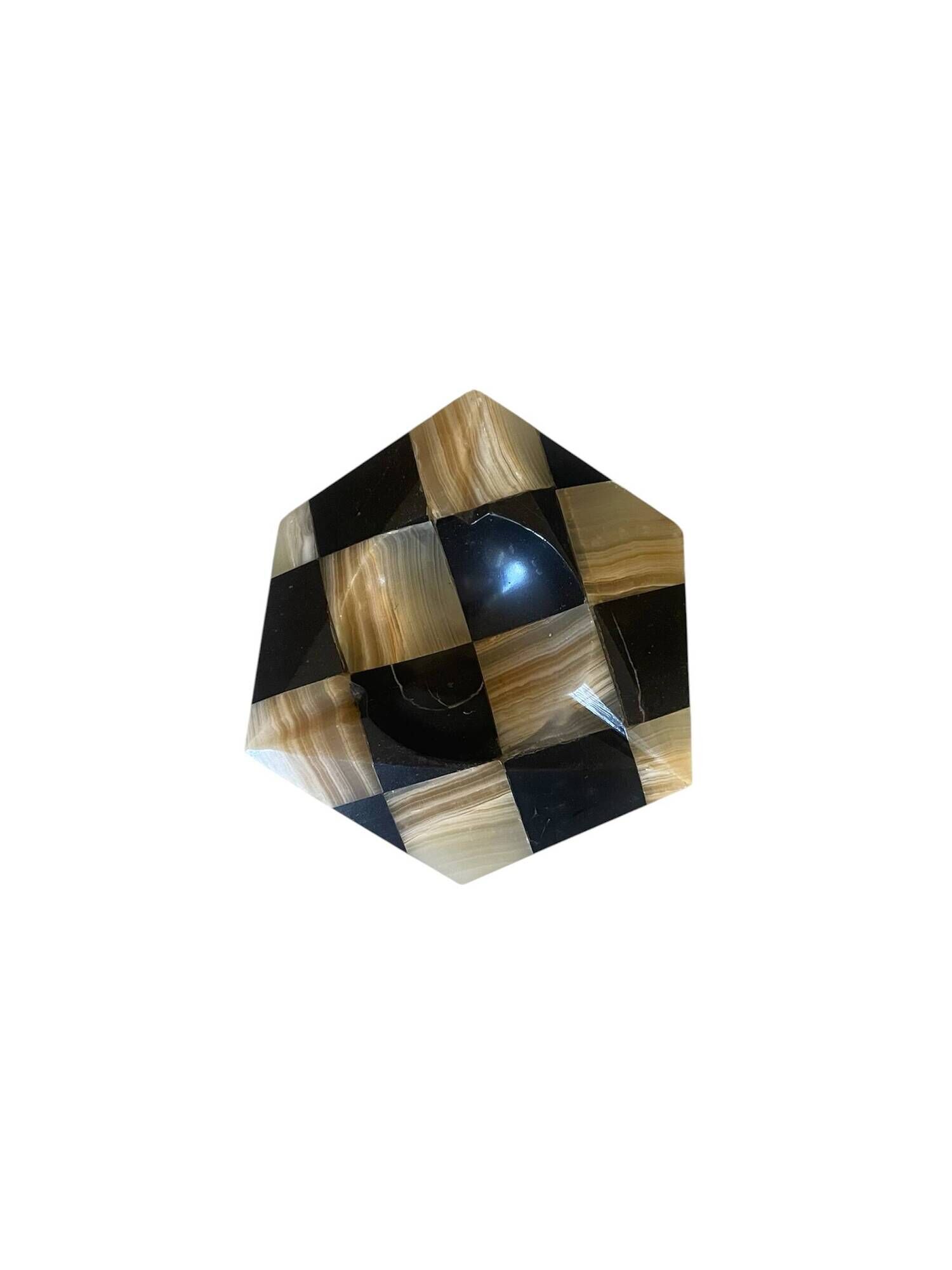 Cendrier, vide-poche hexagonal vintage en onyx et marbre