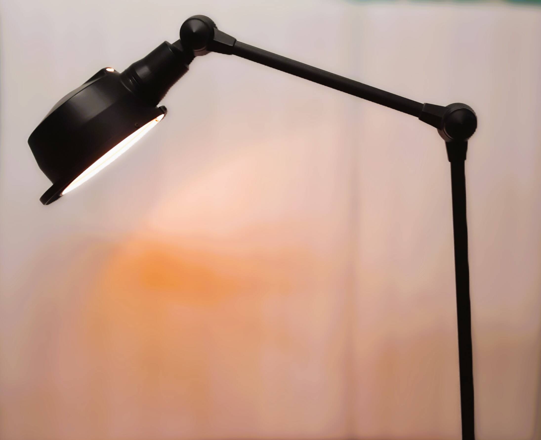 Old black Jieldé workshop lamp with clamp, 2 arms (35 and 50cm) - E27 150W.