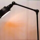 Old black Jieldé workshop lamp with clamp, 2 arms (35 and 50cm) - E27 150W.