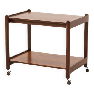 Italian mid century bar trolley, serving cart in rosewood, 1960s