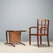 Pair of antique Art Deco armchairs in oak, Italy, 20th century