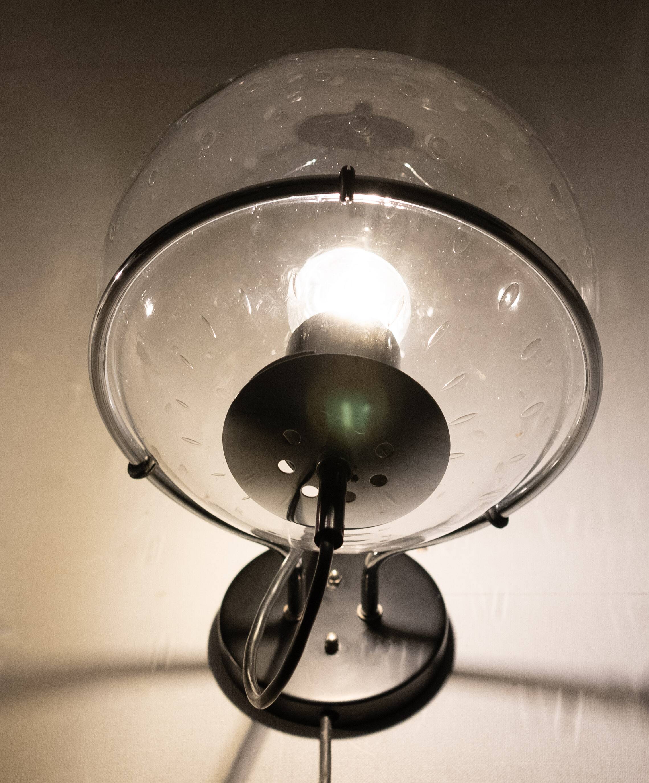 set Basket-Globe wall lamps with raindrop glass bowl by Raak, 1970s