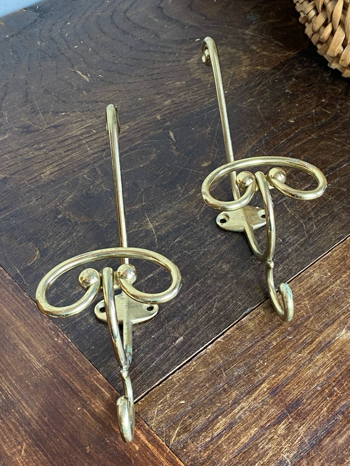 Pair of brass hooks