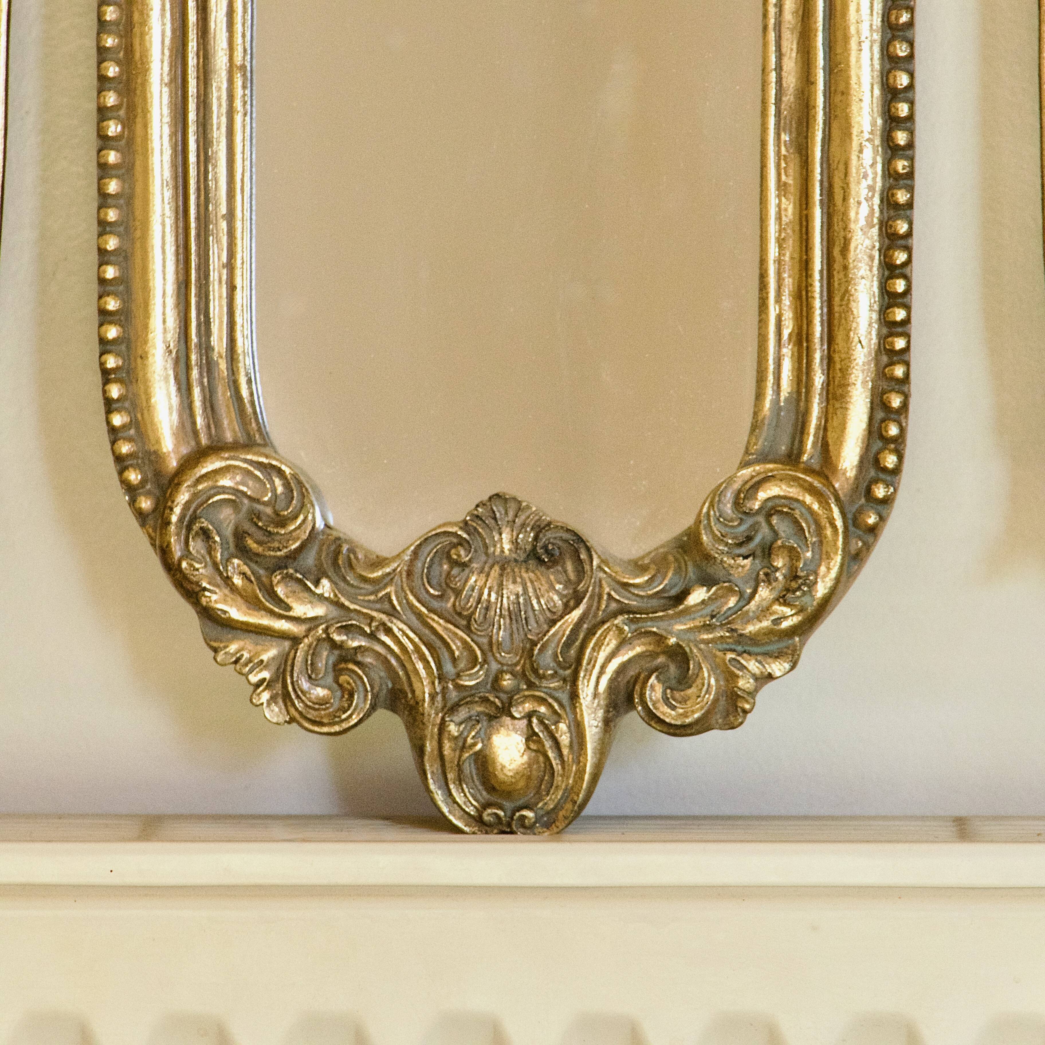 19th century Baroque Rococo gilded mirror triptych