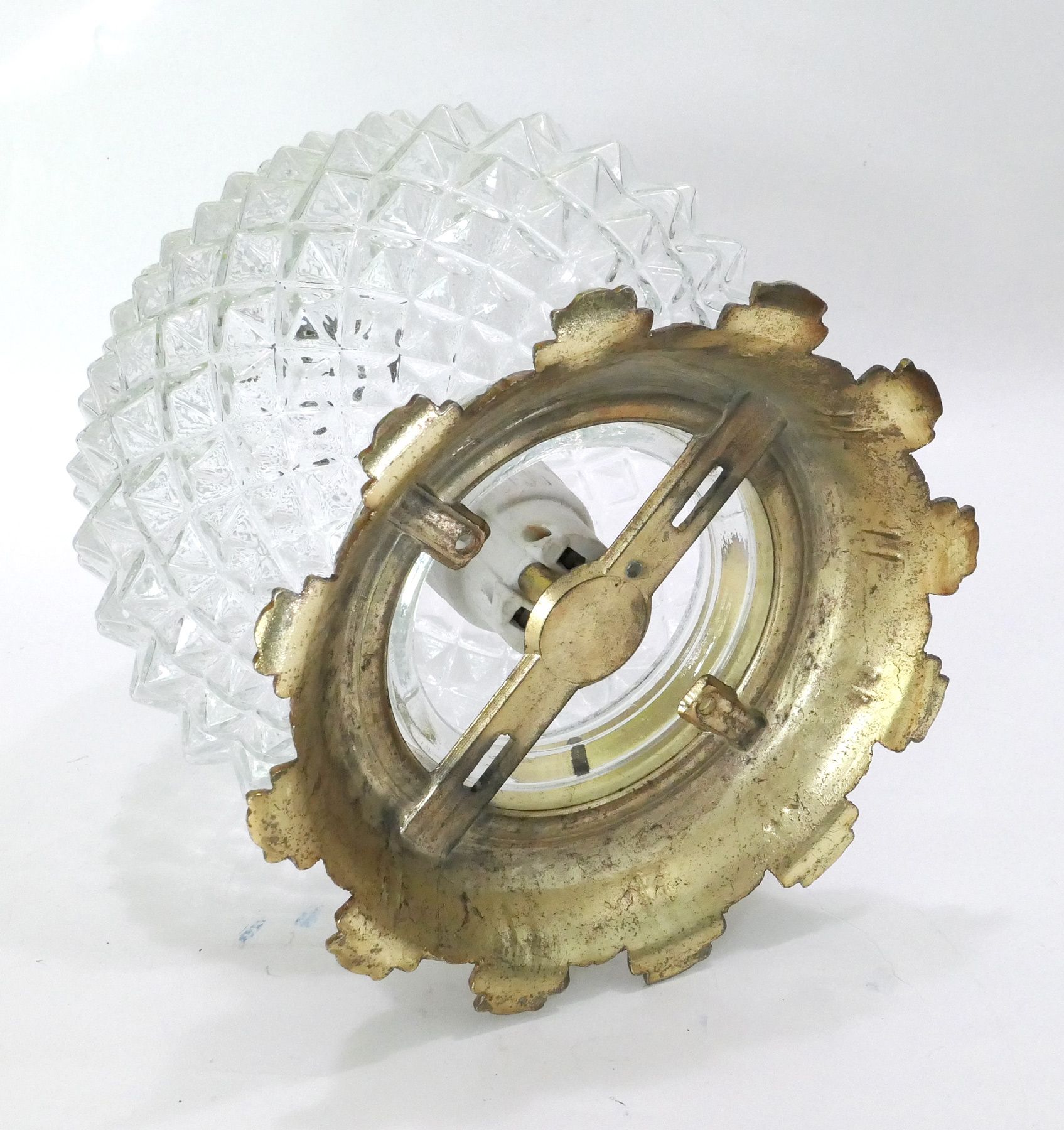 Ceiling lamp in brass and glass antique style
