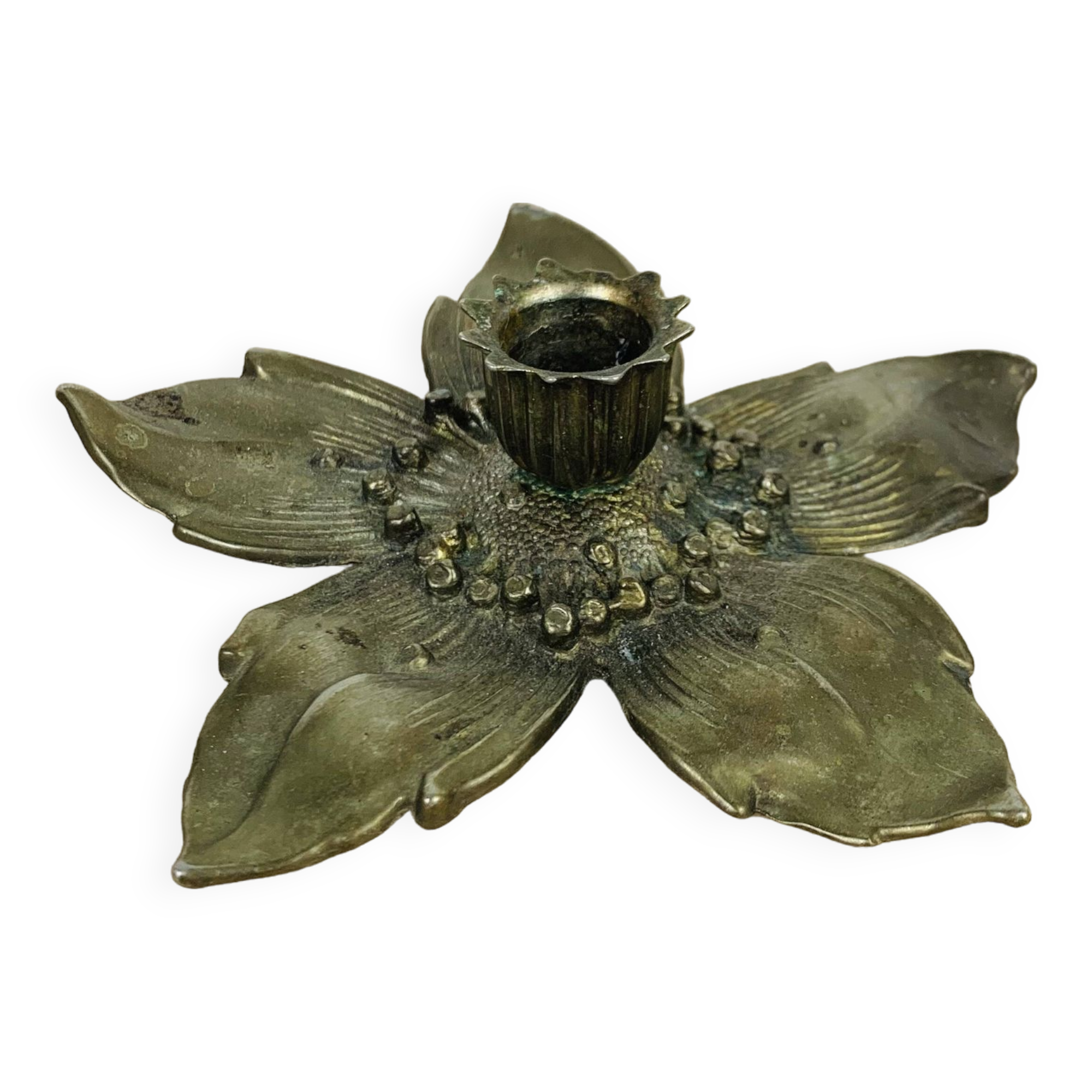 Vintage brass flower candle holder