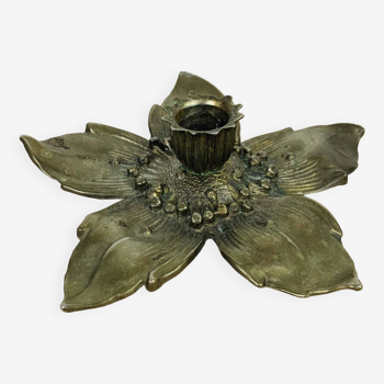 Vintage brass flower candle holder