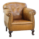 Fauteuil ancien en cuir de mouton
