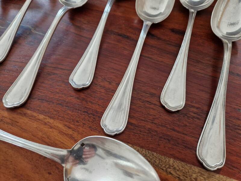 Christofle - Set of 12 table spoons model Spatours in silver-plated metal