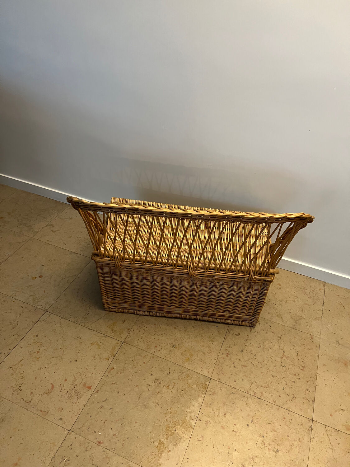 Vintage rattan wicker chest bench