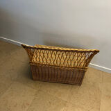 Vintage rattan wicker chest bench
