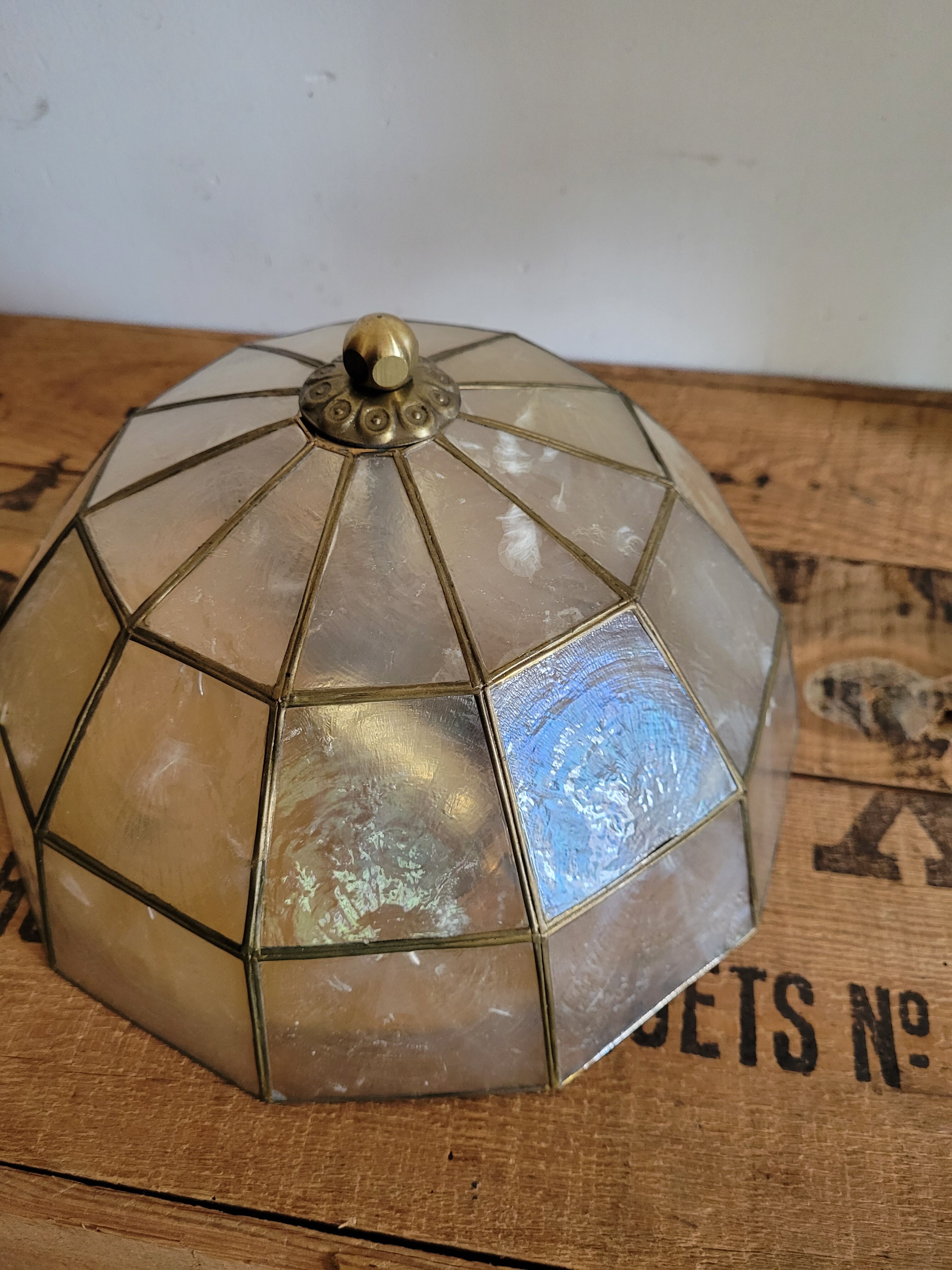 Mother-of-pearl and brass ceiling light