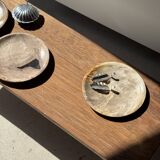 Petrified wood catchall, circular dish or plate in light beige D25 -3