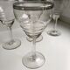 Set of 5 wine glasses in engraved crystal and silver edging 50s