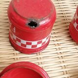 Spice pots enamelled sheet decoration Lustucru red