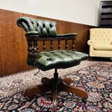 Classic English Green Chesterfield Captain Chair