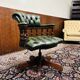 Fauteuil capitaine Chesterfield vert anglais classique