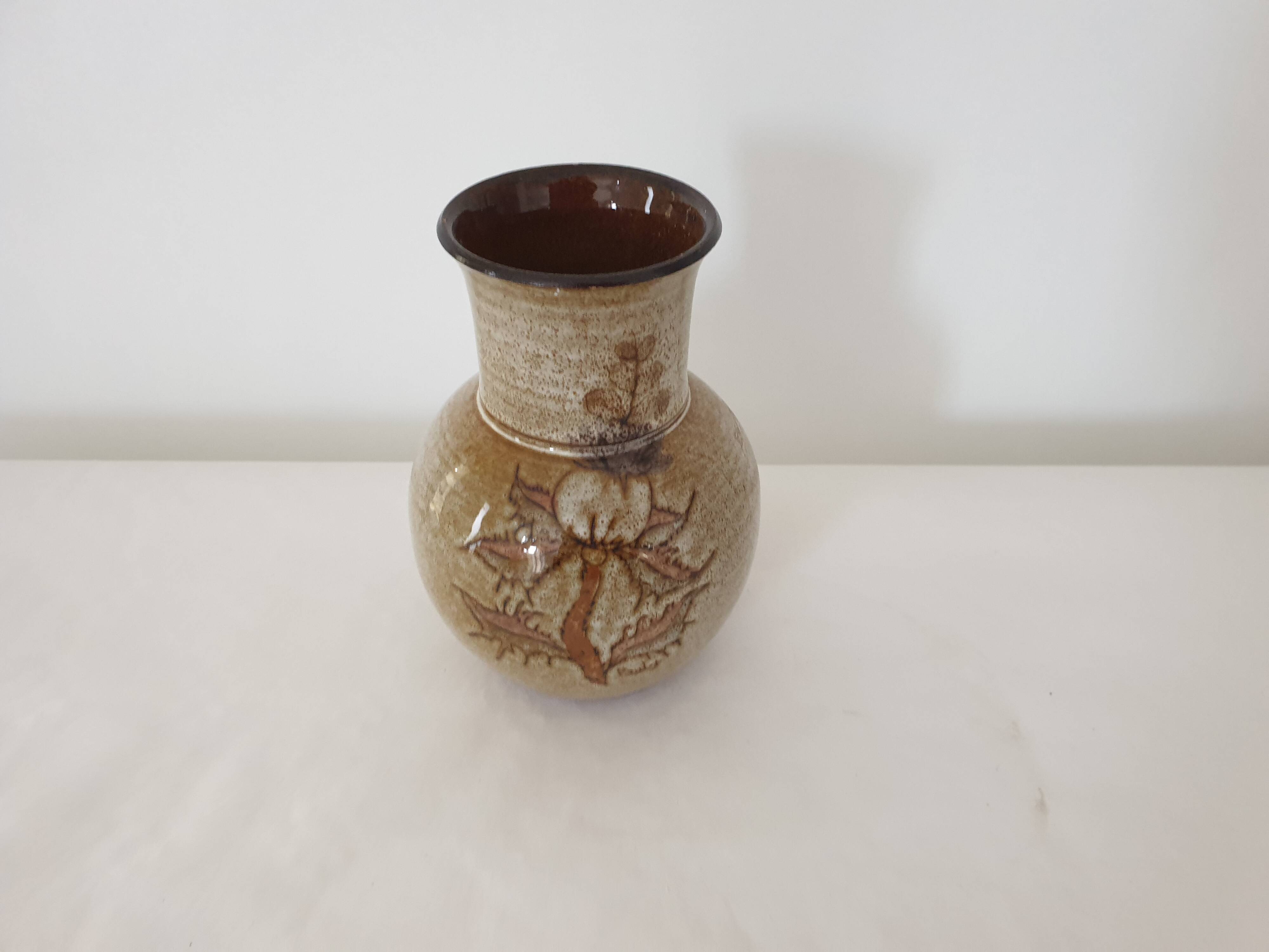 Ceramic vase with floral motif by Jean Paulet - vintage