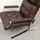 Fauteuil en cuir marron 1970