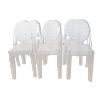 Lot 6 crystal chairs Victoria Ghost - Kartell, Philippe Starck