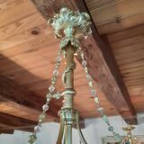 Lustre en bronze à pampilles en cristal taillé d'époque de la fin du XIX ème.