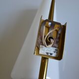 Paire de lampes en applique murale 1960 opaline et laiton