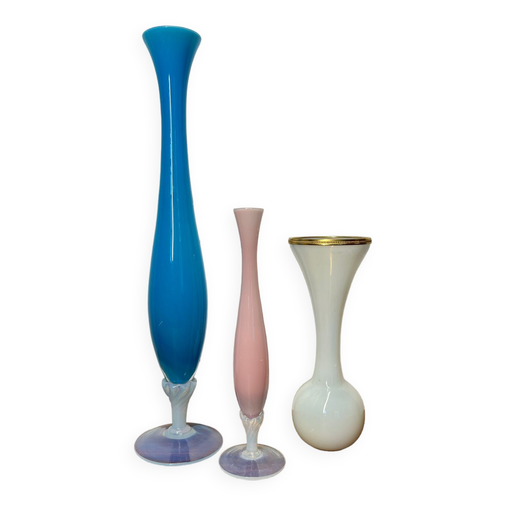 Old iridescent opaline soliflores (X3)