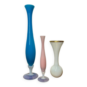 Old iridescent opaline soliflores (X3)