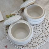 Pair of vintage porcelain candy dishes with fruit motif and gold edging