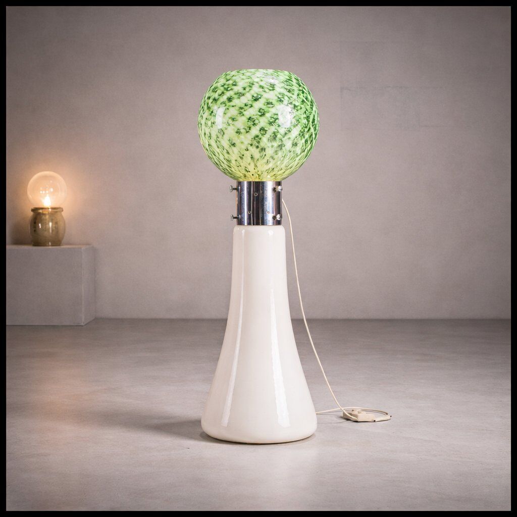 Murano floor lamp in green glitter glass attributed to Mazzega, 1960s