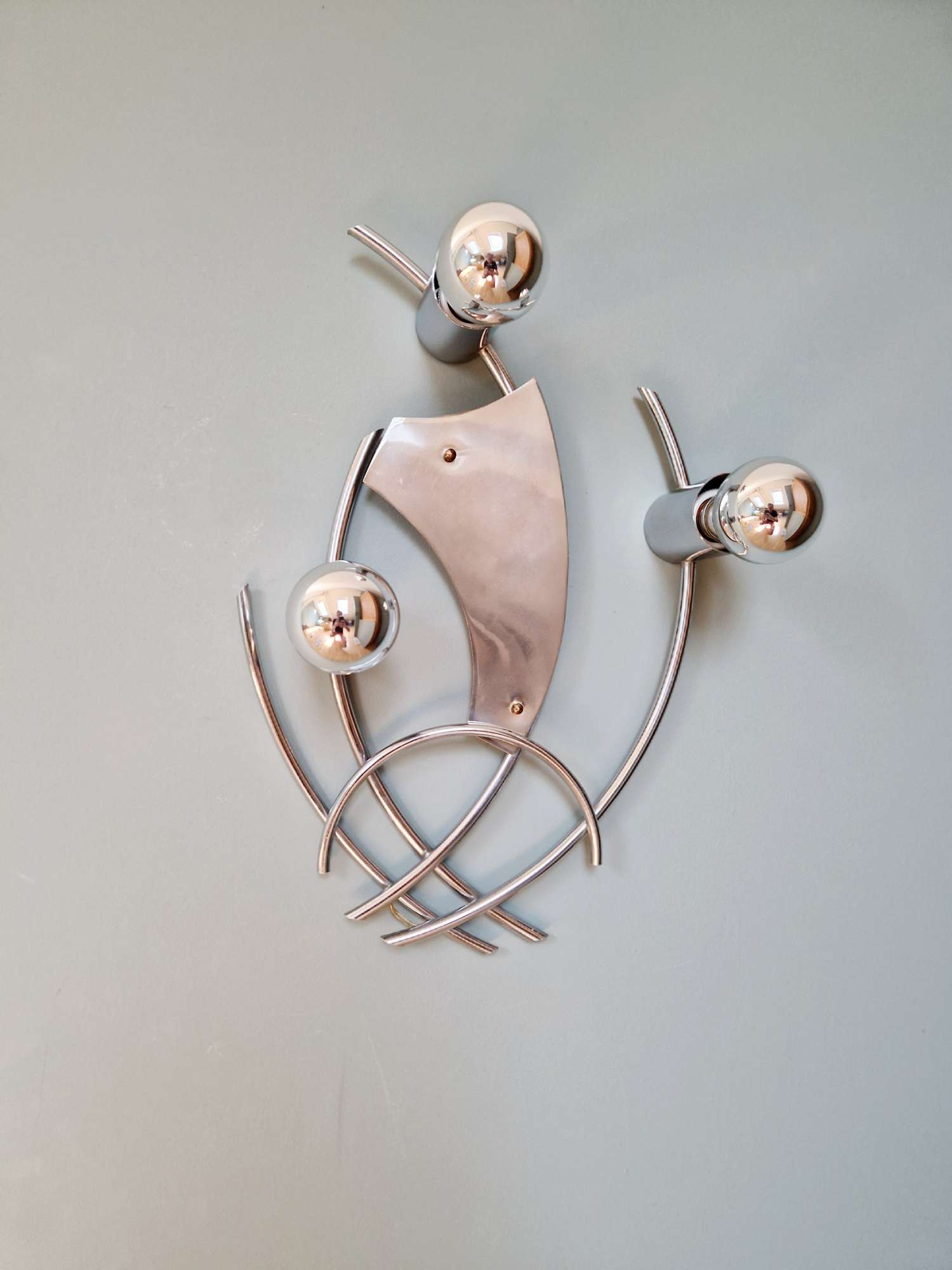 Large chrome metal wall lamp, 1970s