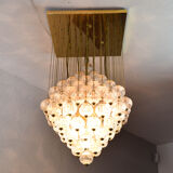 Venini mid century italian flushmount murano glass bubbles and brass chandelier