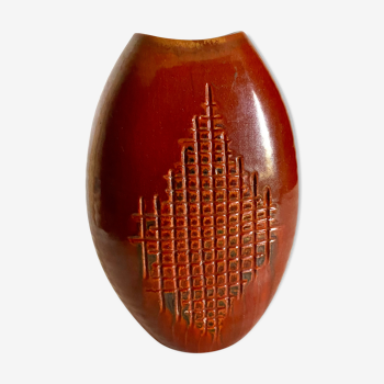 Scarified ceramic Mussara vase, 70s