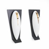 Vintage wall sconces in opaline glass and brass, 1950s, set of 2.