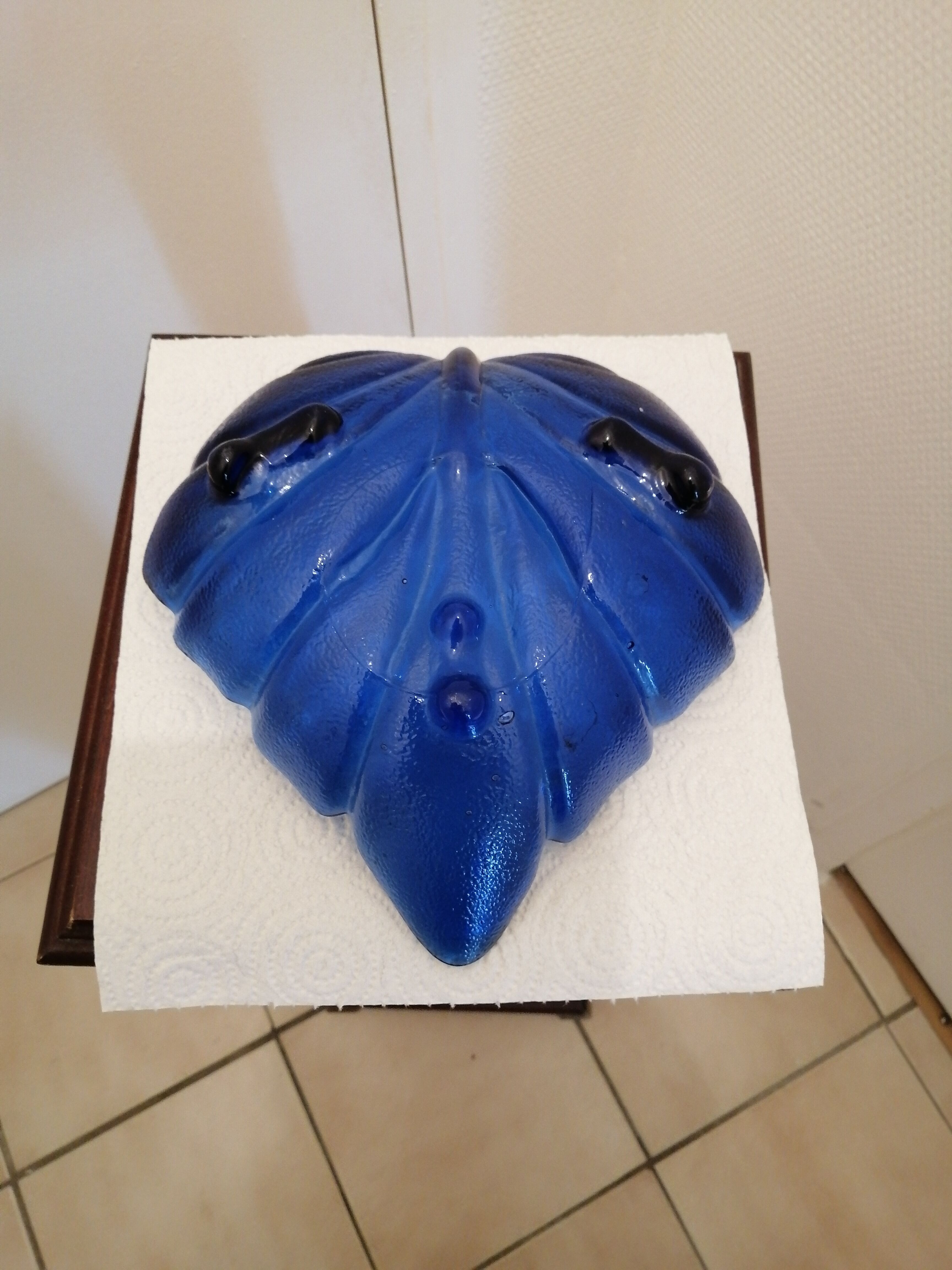 Blue glass fruit cup