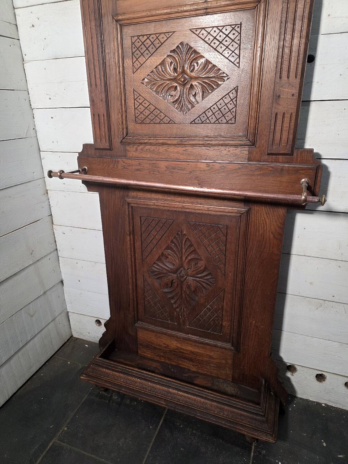 Antique coat rack in solid oak