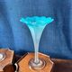 Pair of "tulip" soliflore vases in blue opaline glass – N period