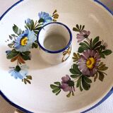 Pair of handmade cracked earthenware hand candlesticks signed Bassano Italy