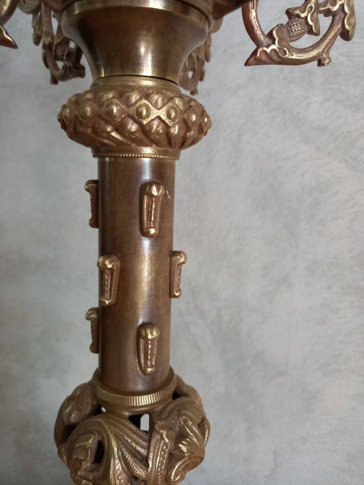 Large bronze chandelier in the Louis XVI style.