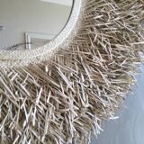 Large round straw mirror