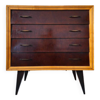 Vintage Chest of Drawers with Compass Feet, Old Furniture