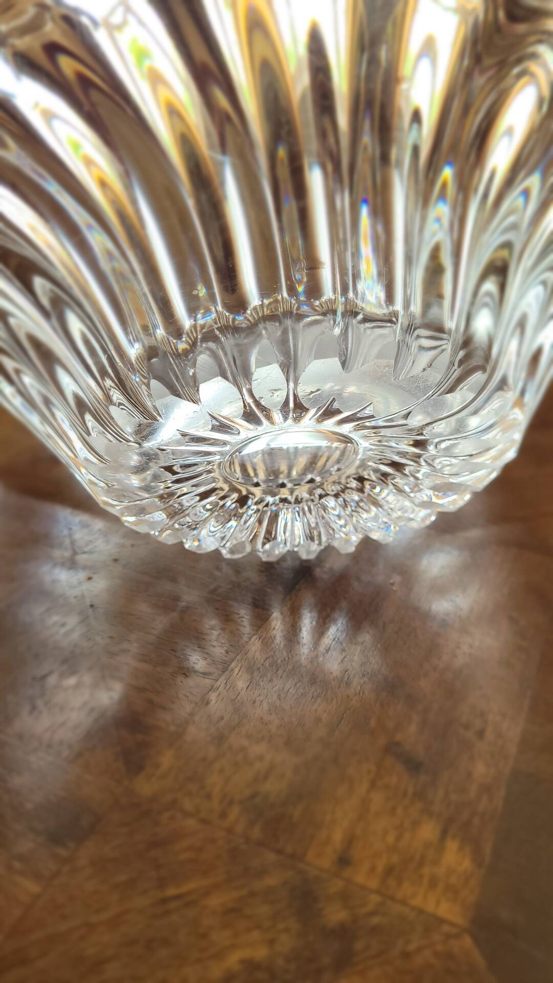 Vintage crystal art table centre vase bowl decoration basket