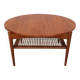 Scandinavian Modern Teak& Rattan Round Coffee Table, 1960's Denmark